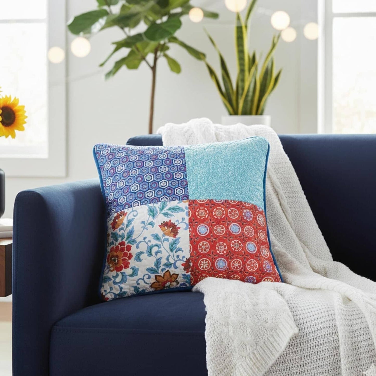 Set of 2-Pieces Farmhouse Patchwork Throw Pillow Covers