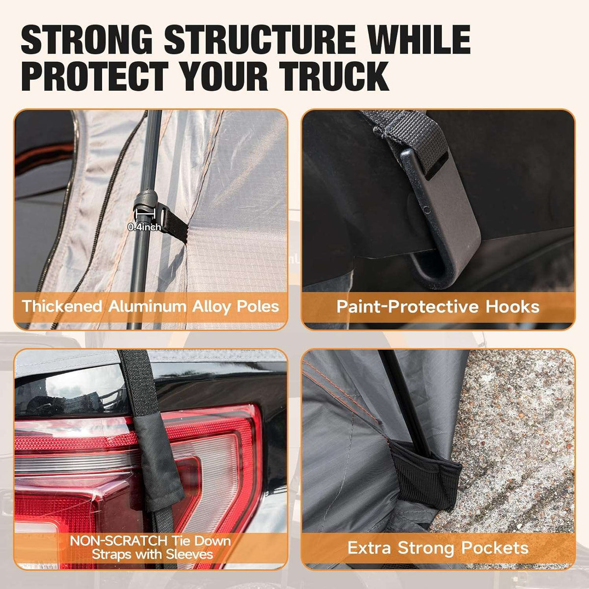 Umbrauto Truck Bed Tent for 6.4-6.7 FT Pickup Beds – 2 Person