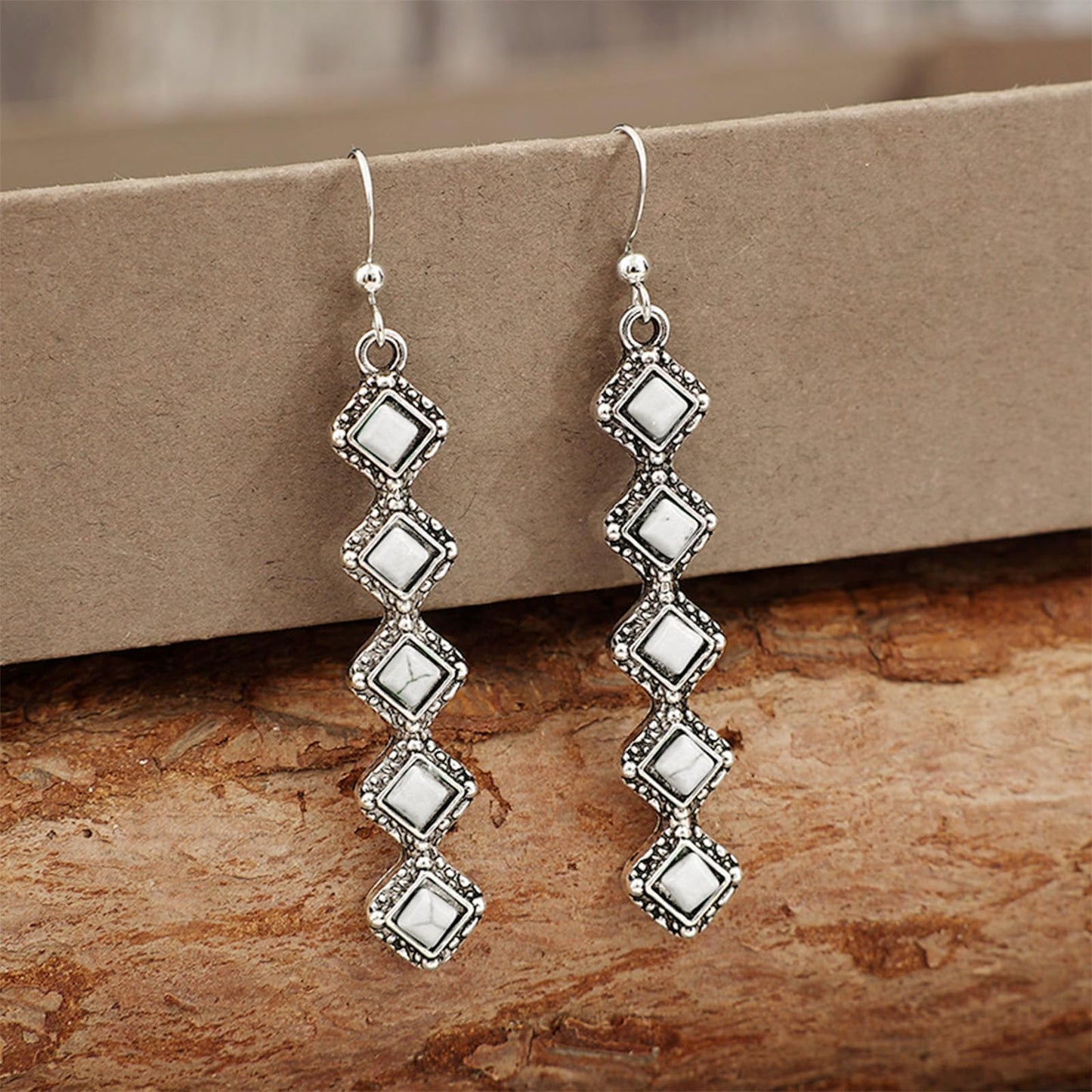 White Turquoise Long Dangle Earring