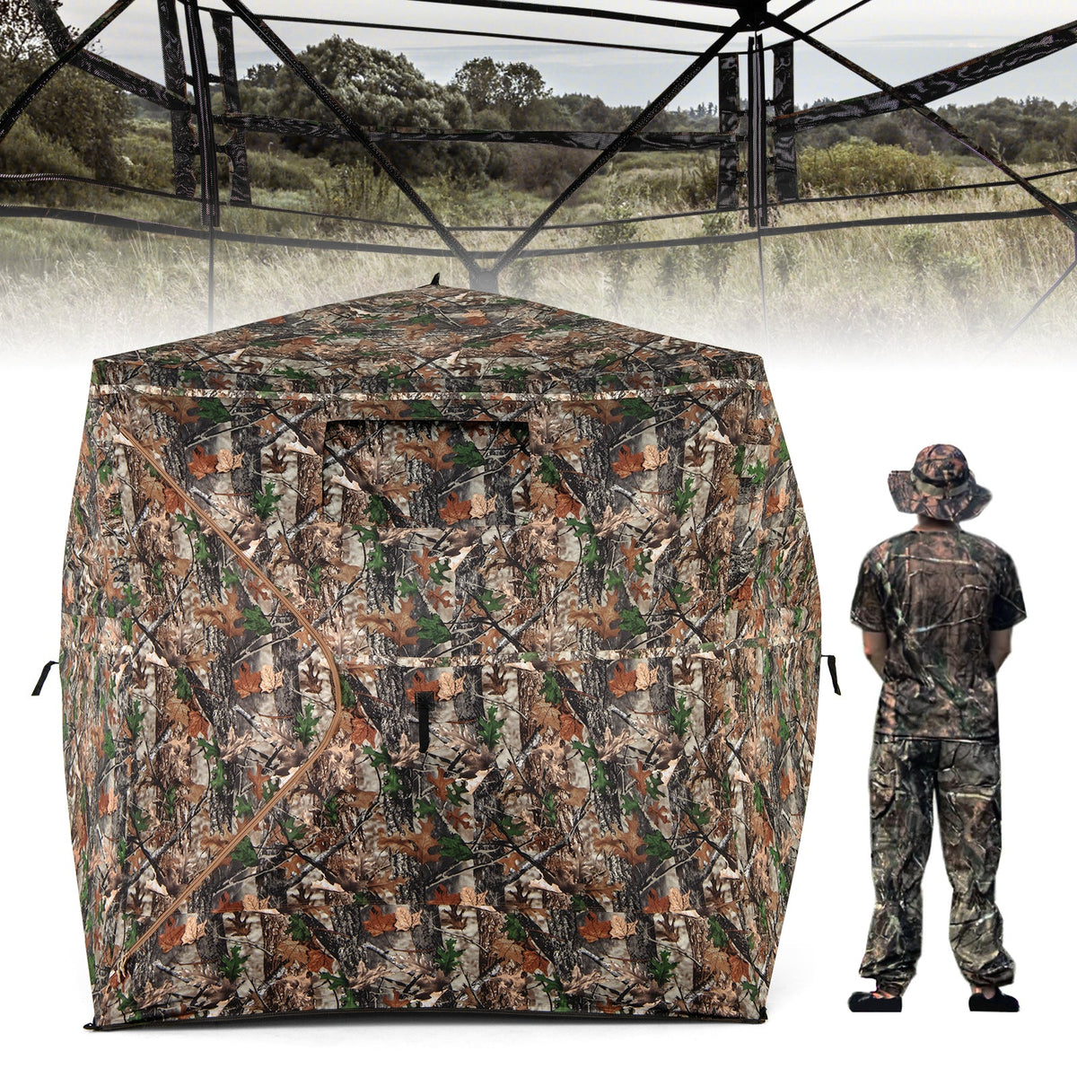 82" Tall 270° See-Through Hunting Blind – 3-4 Person Ground Blind