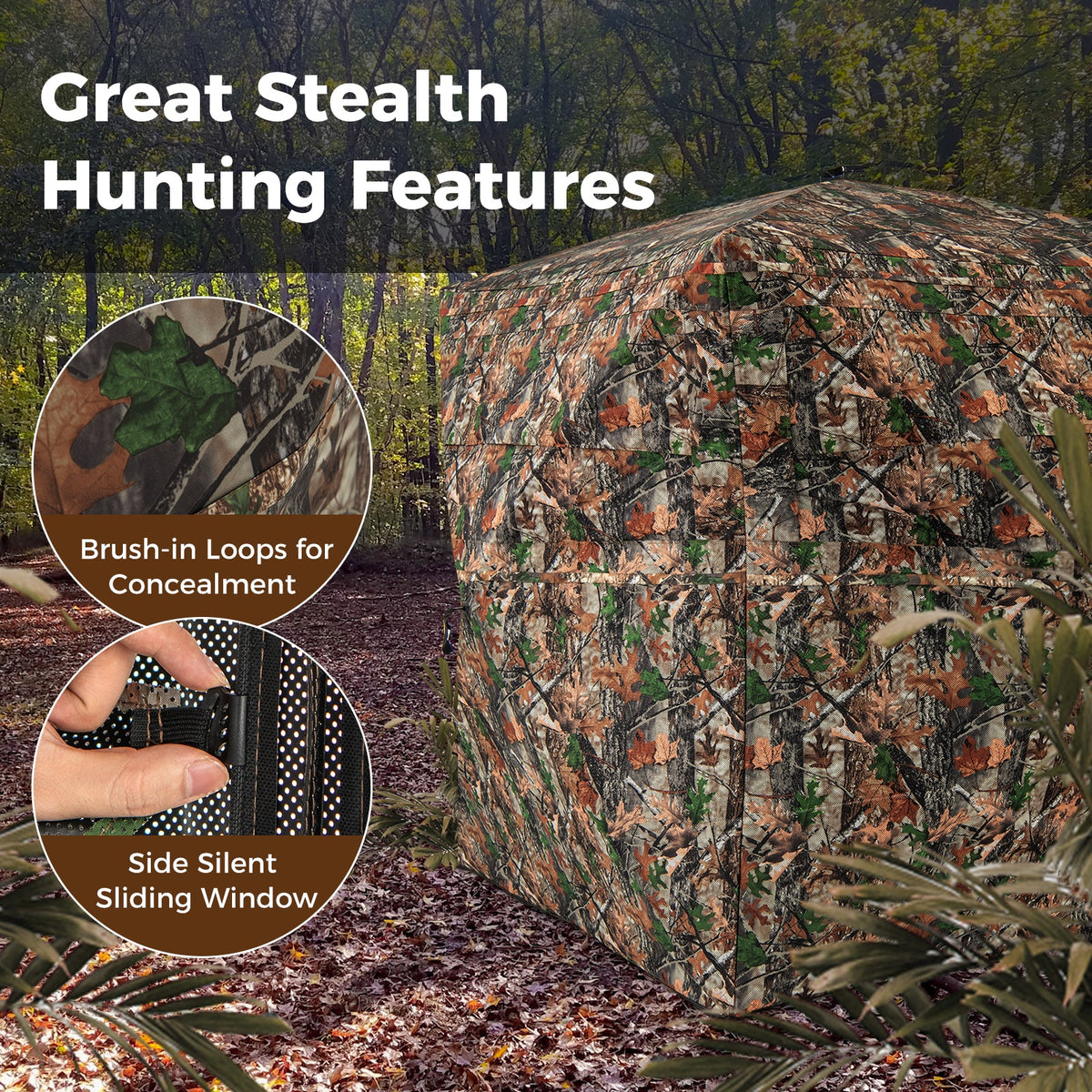 82" Tall 270° See-Through Hunting Blind – 3-4 Person Ground Blind