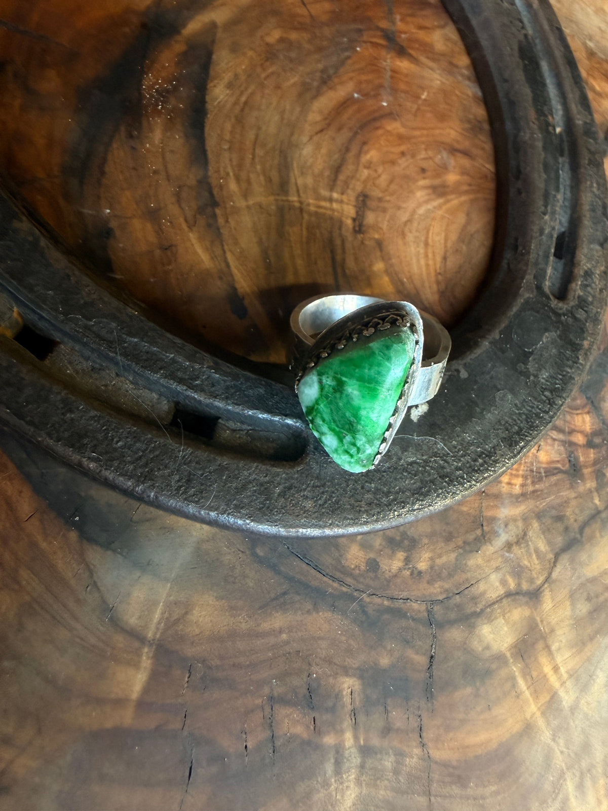 Dorothy Series | Apple Green Burmese Jadeite Ring | Size 8