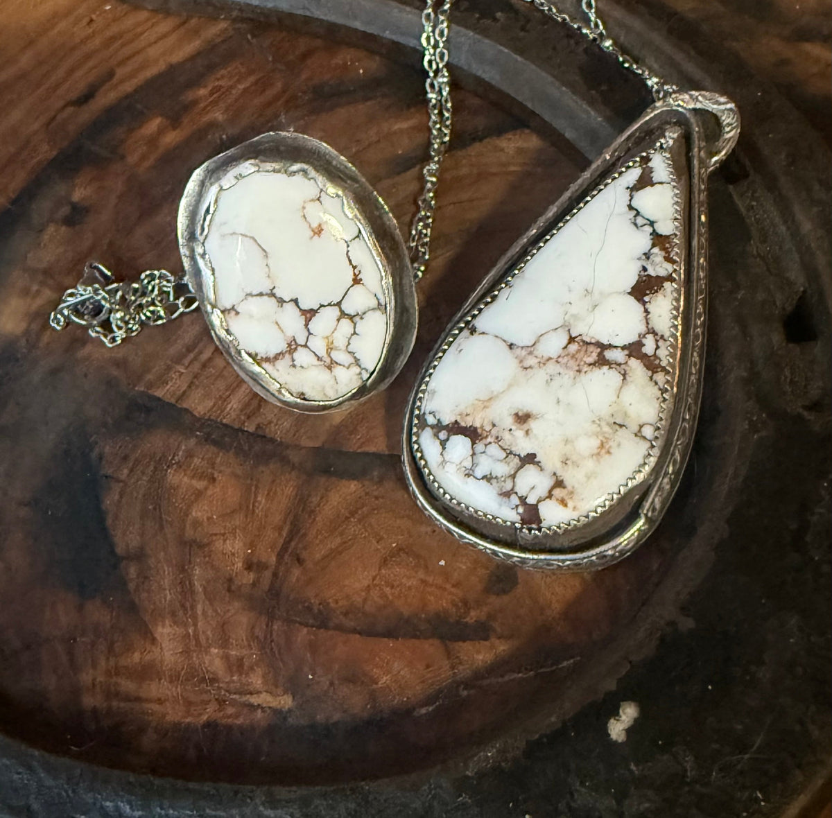 Wild Horse Stone Ring & Pendant Set by Bootleg Silver Co, handmade in Arizona