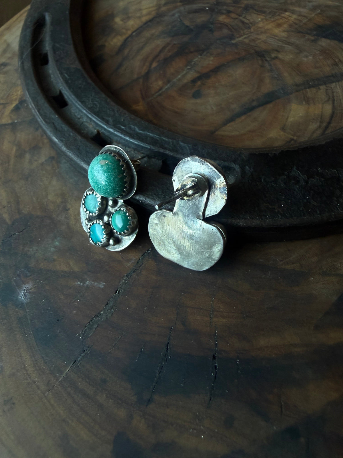 American Turquoise Post Earrings with Removable Jackets by Bootleg Silver Co – view 3