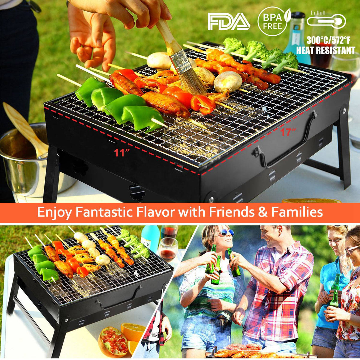 Portable Charcoal Grill – Lightweight Foldable Camping BBQ Grill