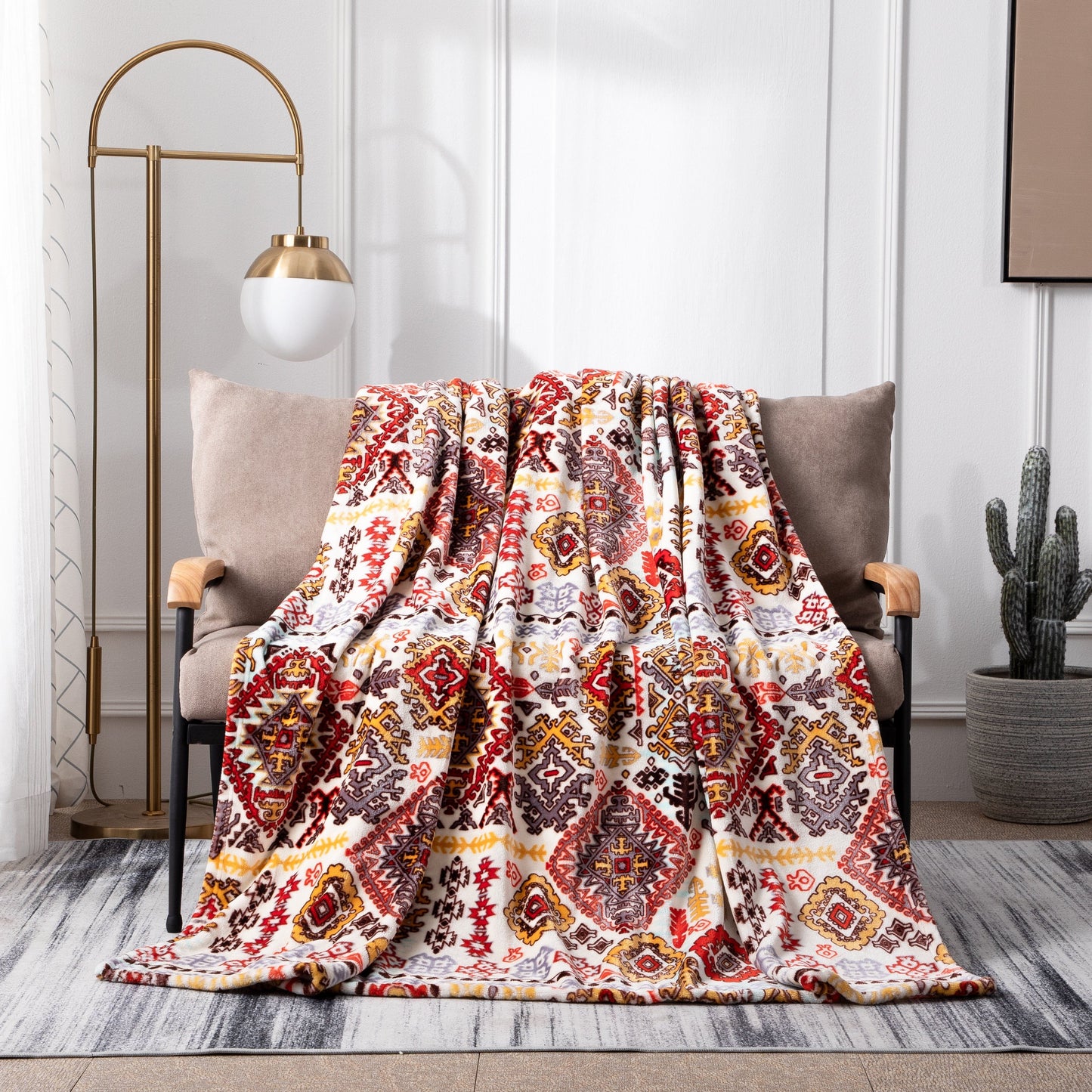 Southwestern Havana Geometric Soft Plush Fleece Flannel Throw Blanket