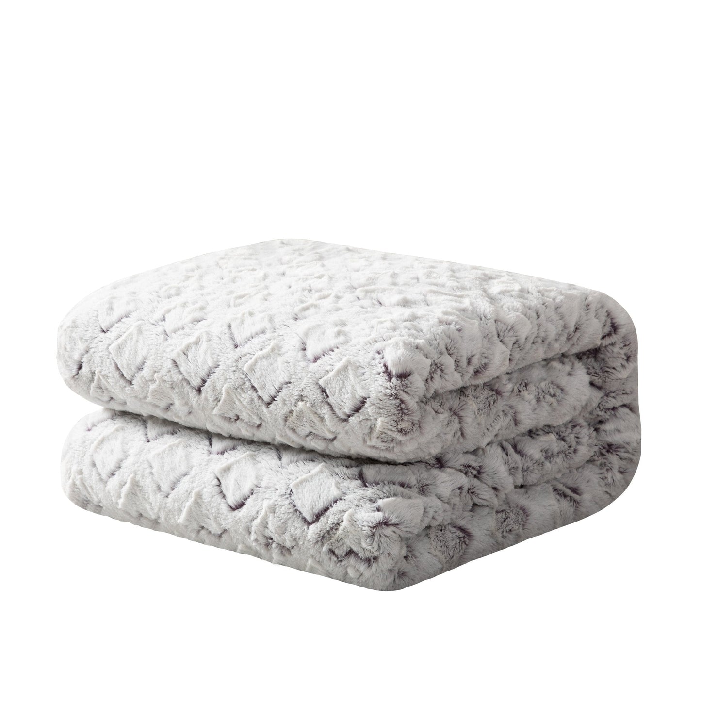 Luxury Dreamy Milky White & Purple Sherpa Backside Faux Fur Throw Blanket