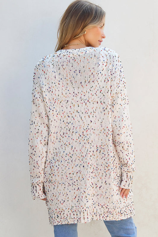 Ailany Confetti Rib Knit Long Sleeve Cardigan