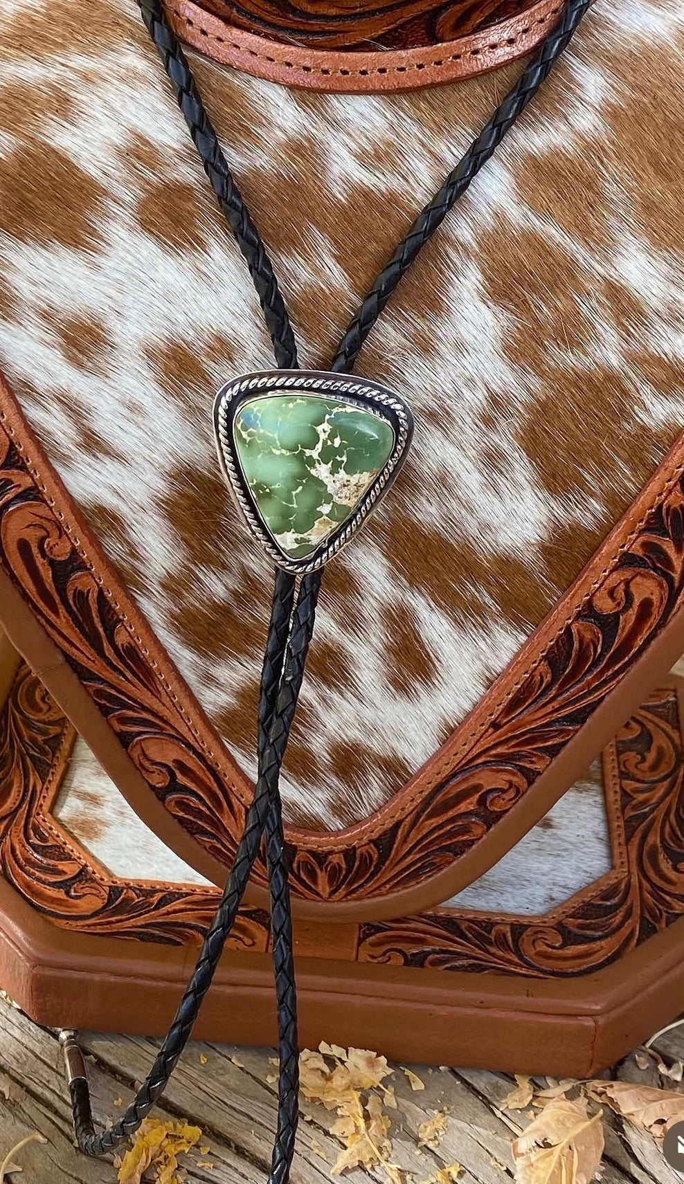 Royston Turquoise Bolo Tie & Shadowbox Ring by Bootleg Silver Co – view 6
