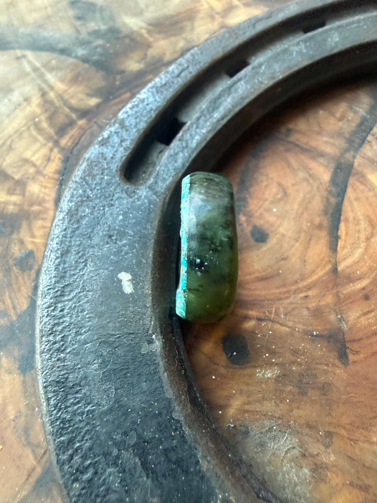Desert Bloom | Nephrite & Arizona Gem Silica Inlay Ring | Size 7