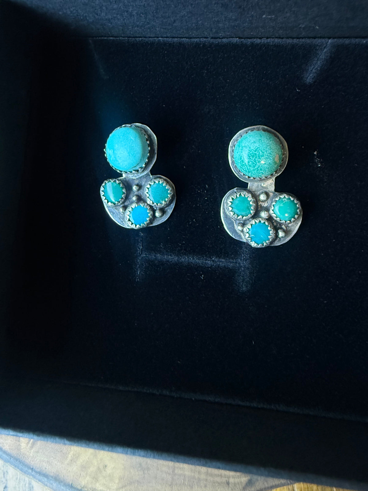 American Turquoise Post Earrings with Removable Jackets by Bootleg Silver Co – view 5