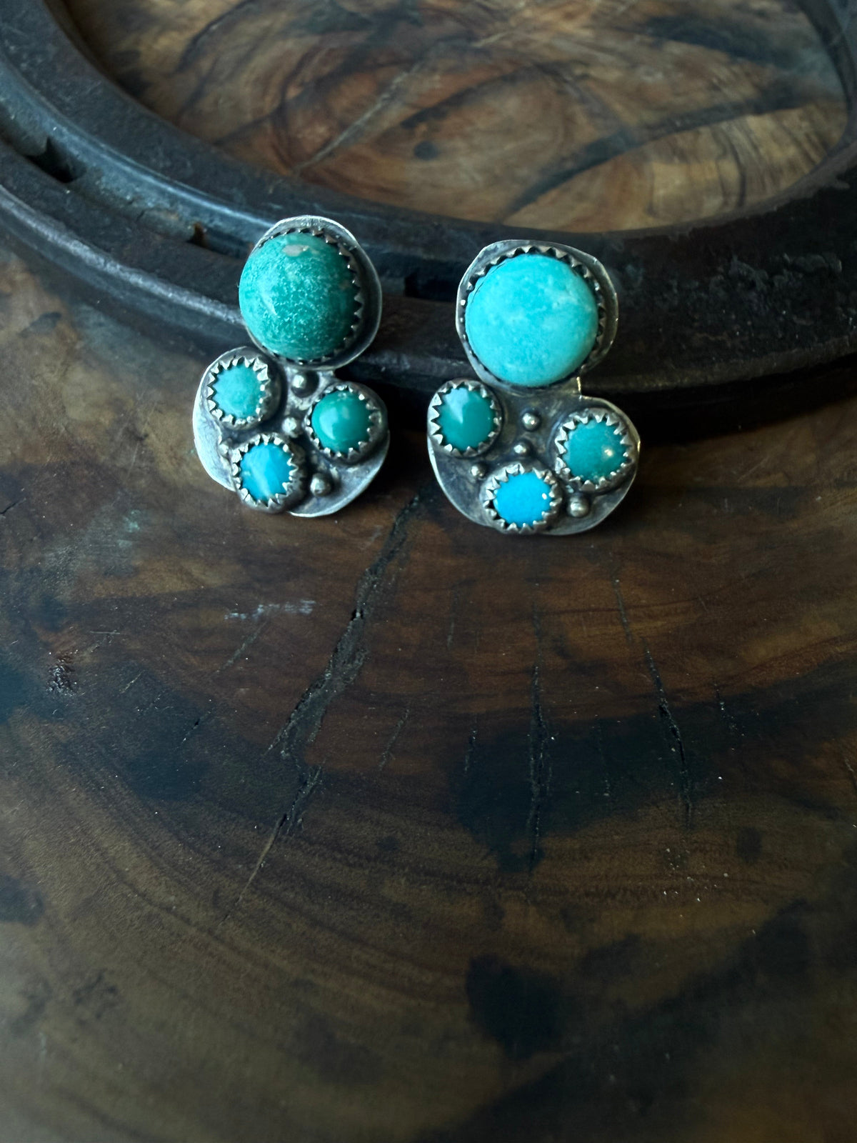 American Turquoise Post Earrings with Removable Jackets by Bootleg Silver Co – view 2