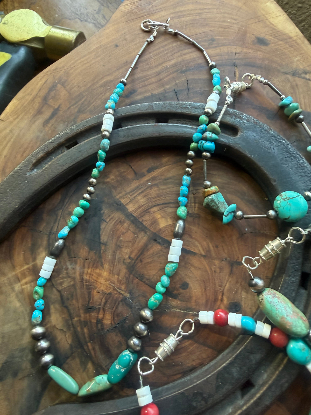 Turquoise & Vintage Bead Necklace and Bracelet Set by Bootleg Silver Co – view 4