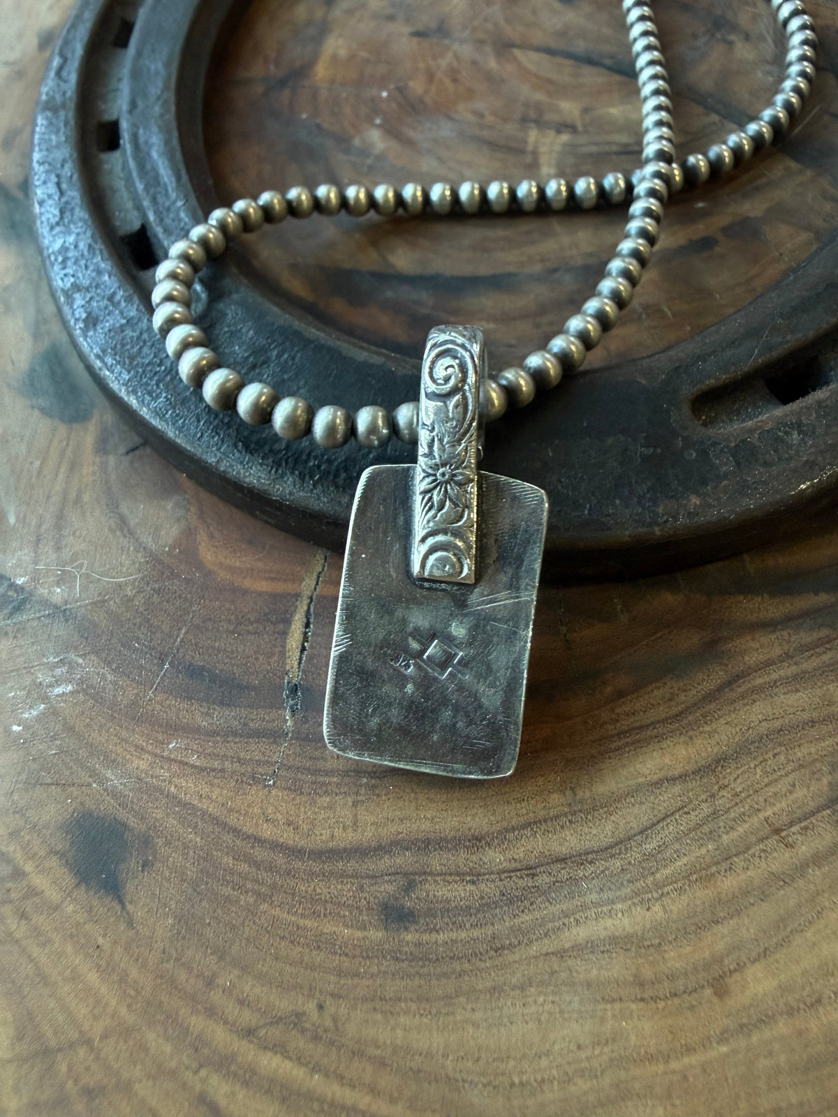 White Buffalo Rectangular Shadowbox Pendant by Bootleg Silver Co – view 4