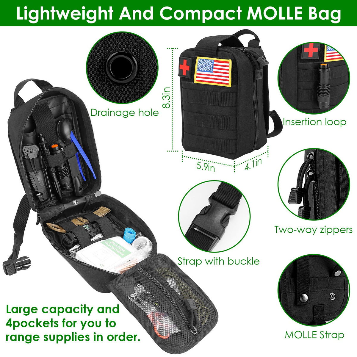 47-Piece Emergency Survival Kit with First Aid & Outdoor Gear