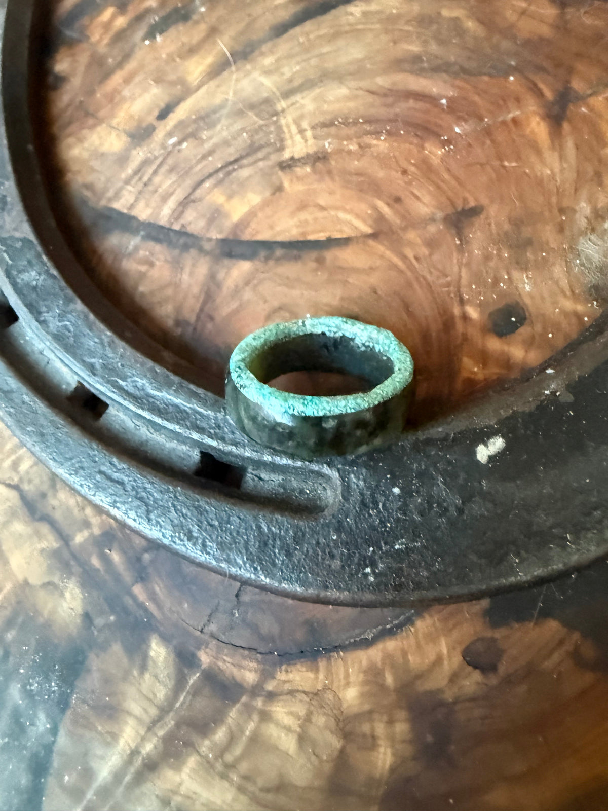 Desert Bloom | Nephrite & Arizona Gem Silica Inlay Ring | Size 7