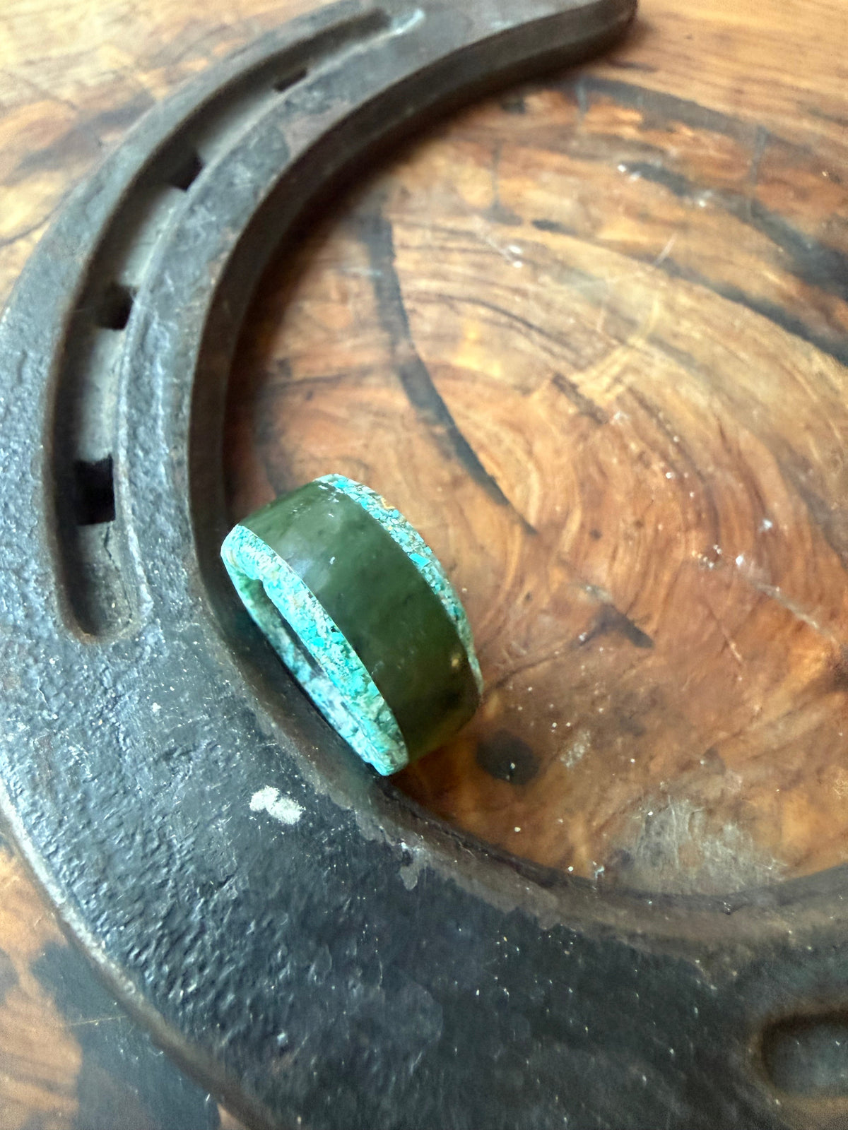 Desert Bloom | Nephrite & Arizona Gem Silica Ring or Scarf Slide | Size 5