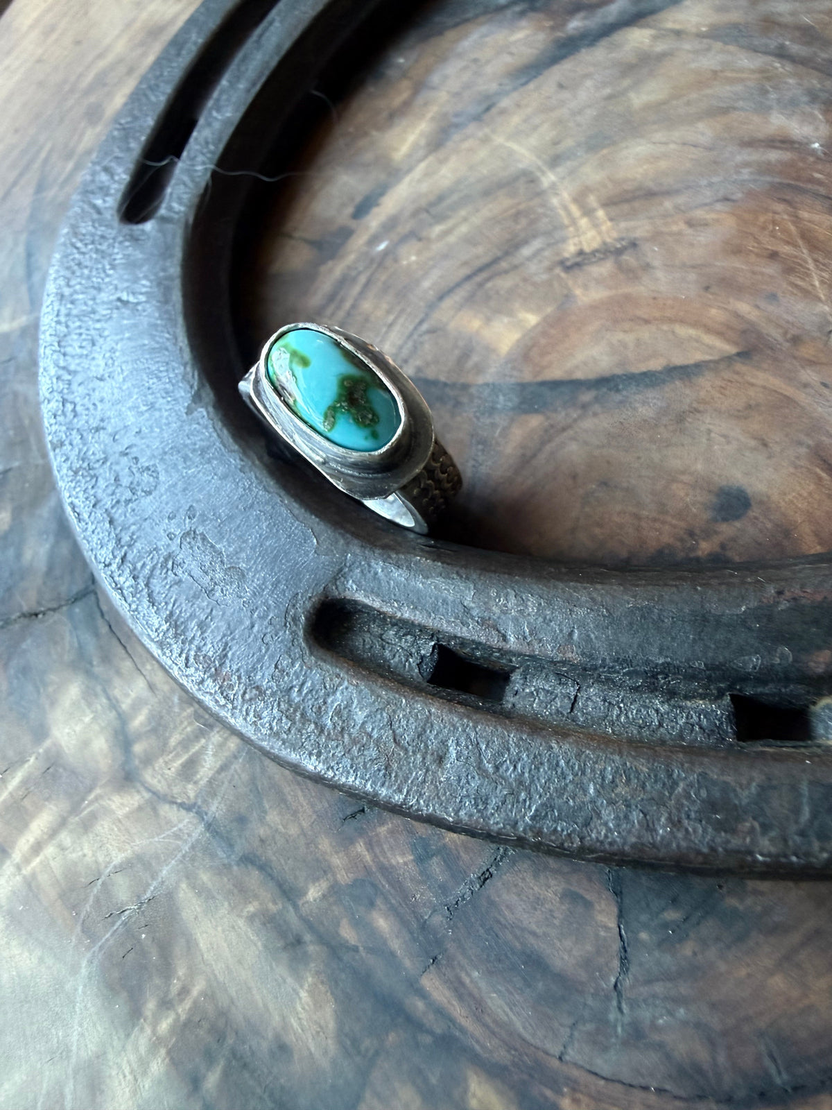 Sonoran Turquoise Patterned Silver Ring by Bootleg Silver Co – view 11