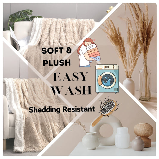 Champagne Faux Fur Throw Blanket