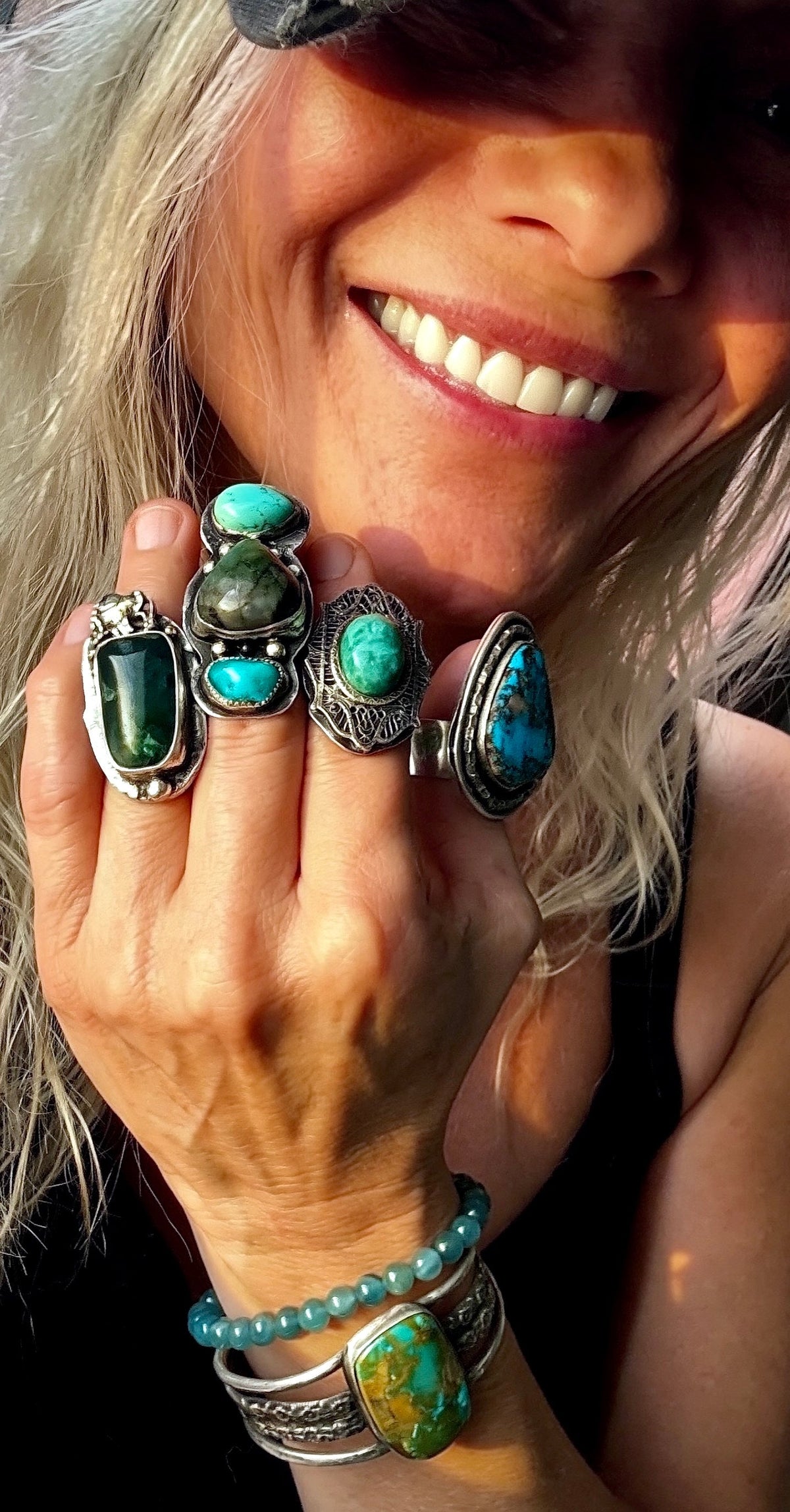 Desert Bloom Guatemalan Jade Mixed-Metal Statement Ring — Size 6.5
