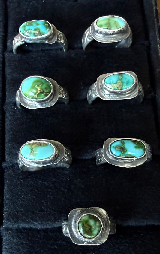Sonoran Turquoise Patterned Silver Ring by Bootleg Silver Co, handmade in Arizona