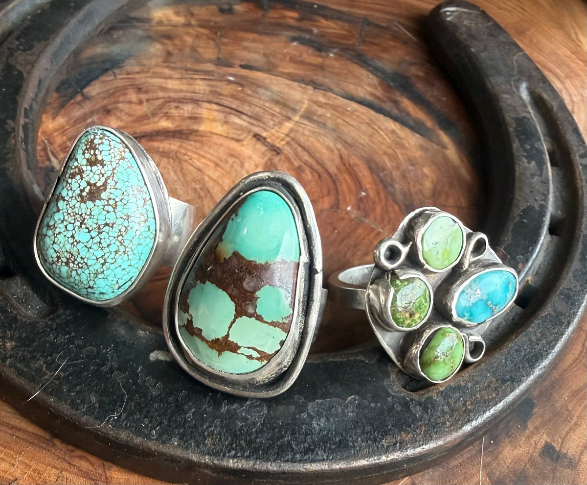 White Water & Sonoran Gold Turquoise Cluster Ring by Bootleg Silver Co – view 5