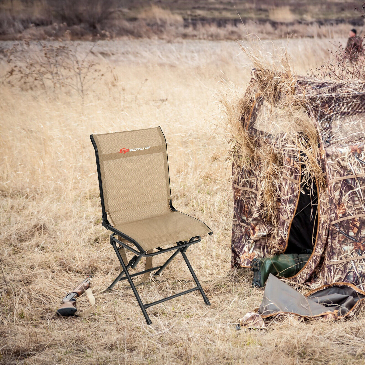 360° Swivel Hunting Chair – Foldable All-Terrain Mesh Seat