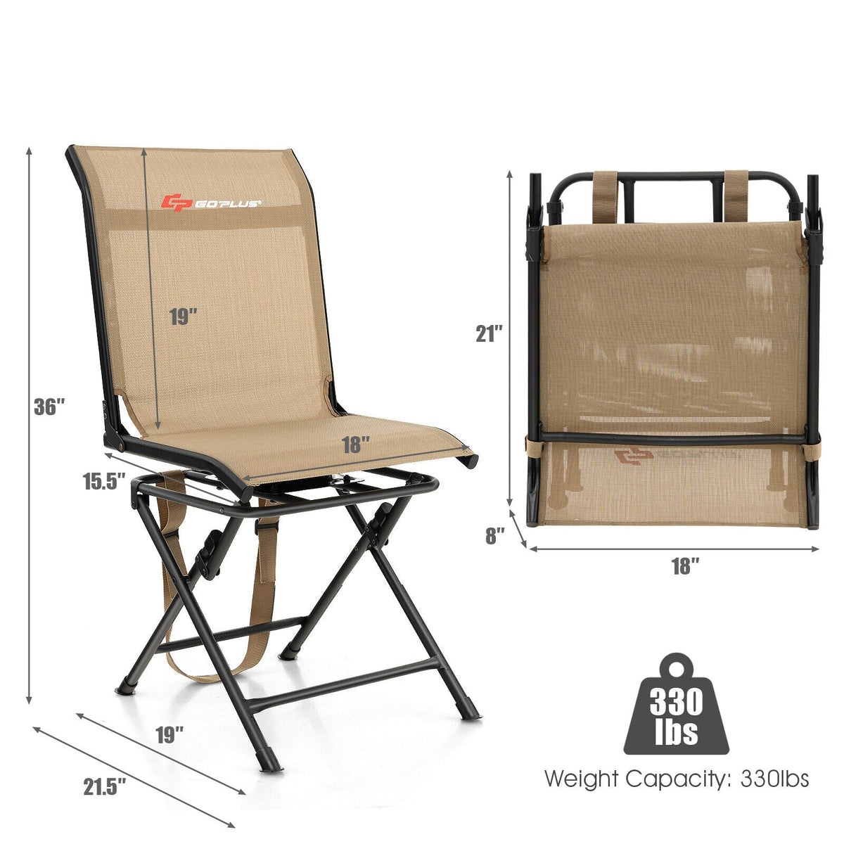 360° Swivel Hunting Chair – Foldable All-Terrain Mesh Seat