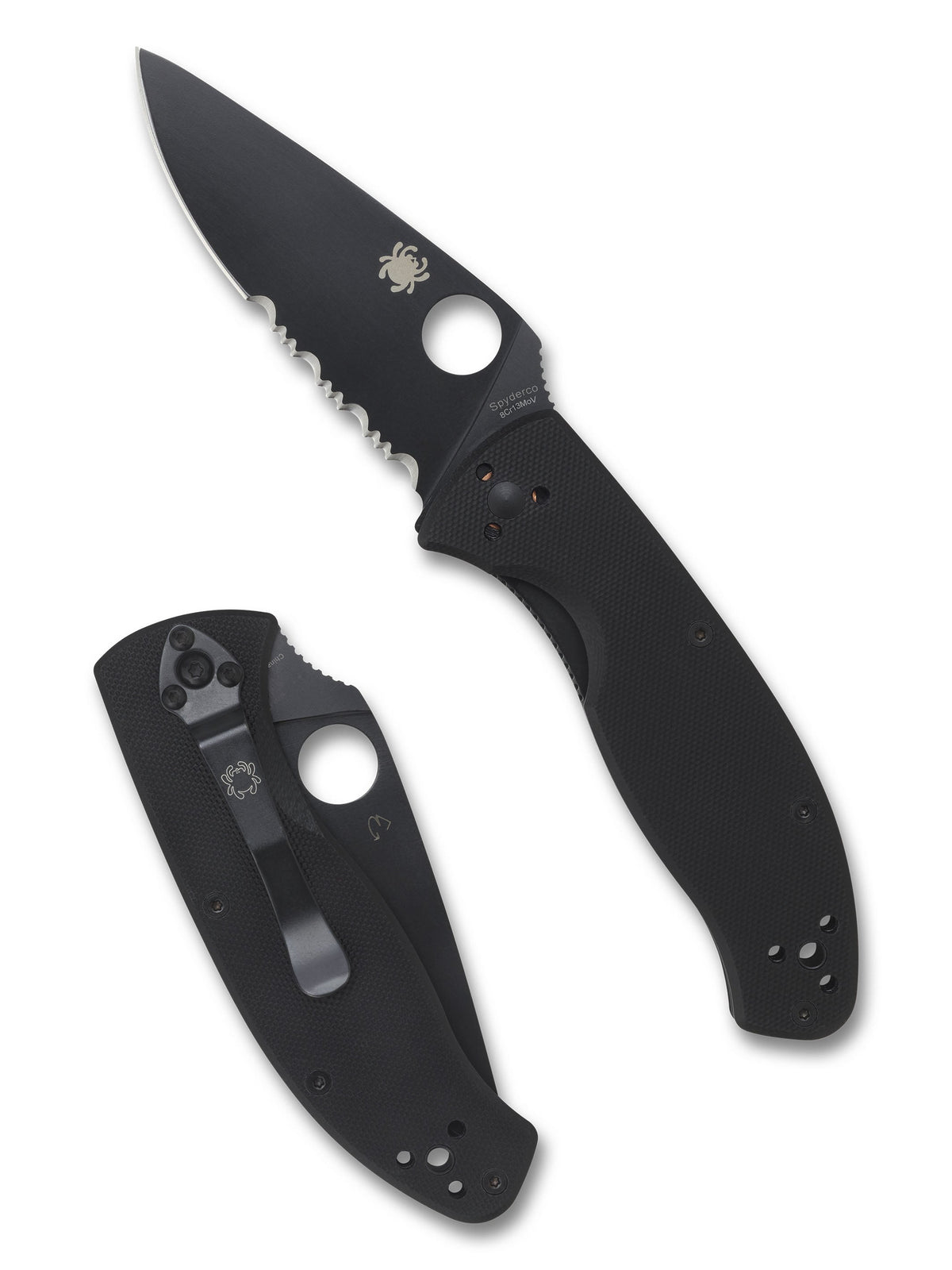 Spyderco Tenacious black partially serrated linerlock knife with black G10 handle – photo 2 of 7