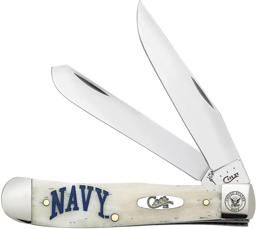 Case US Navy trapper pocket knife with natural smooth bone handle