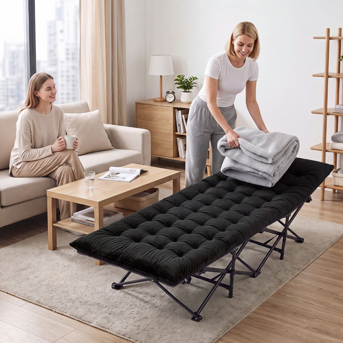 Camping Cot for Adults with Padded Mat & Carrying Bag
