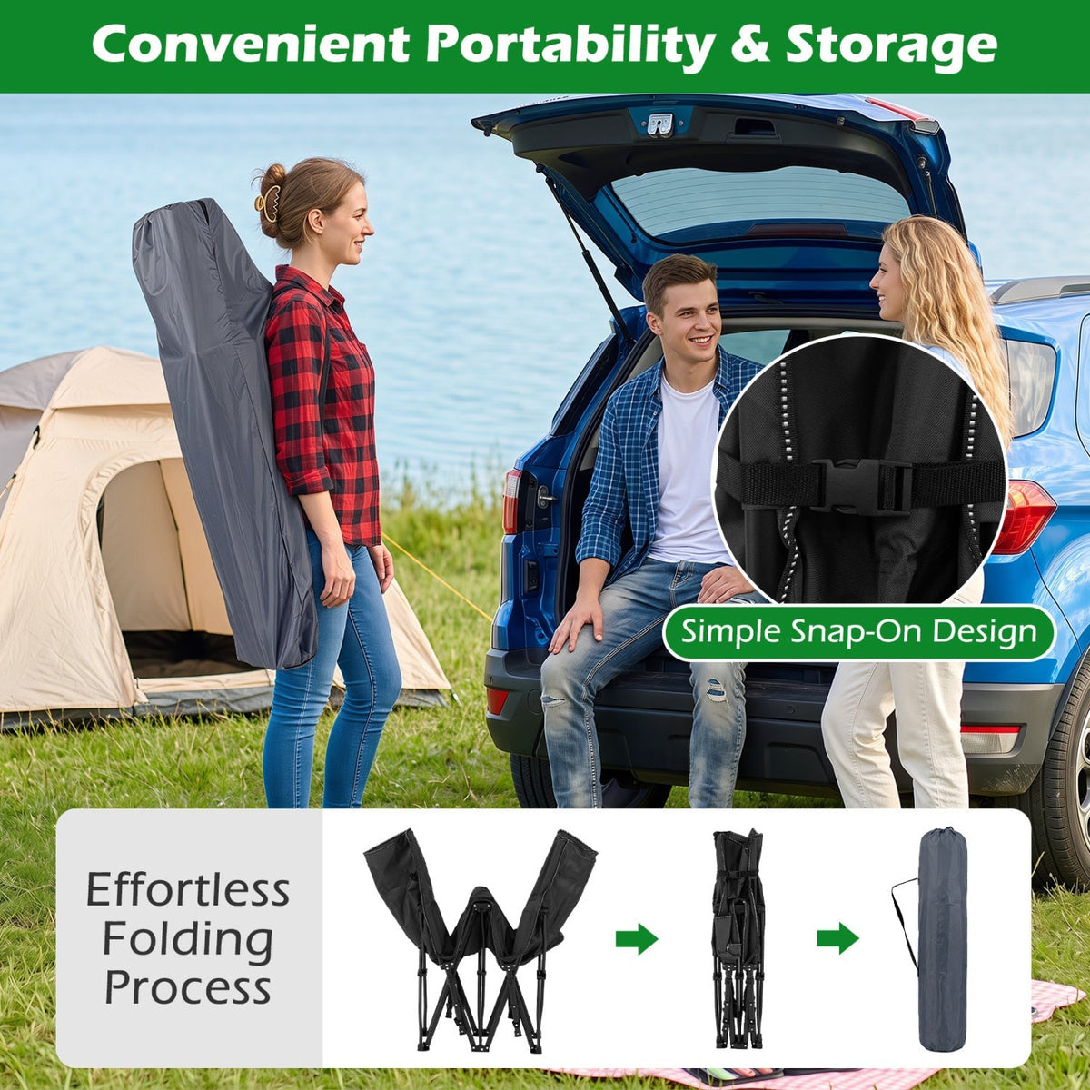 Camping Cot for Adults with Padded Mat & Carrying Bag