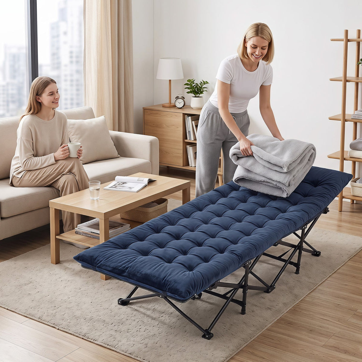 Camping Cot for Adults with Padded Mat & Carrying Bag