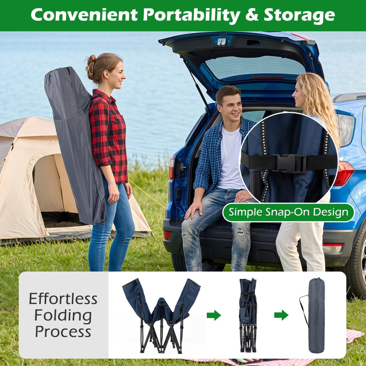 Camping Cot for Adults with Padded Mat & Carrying Bag
