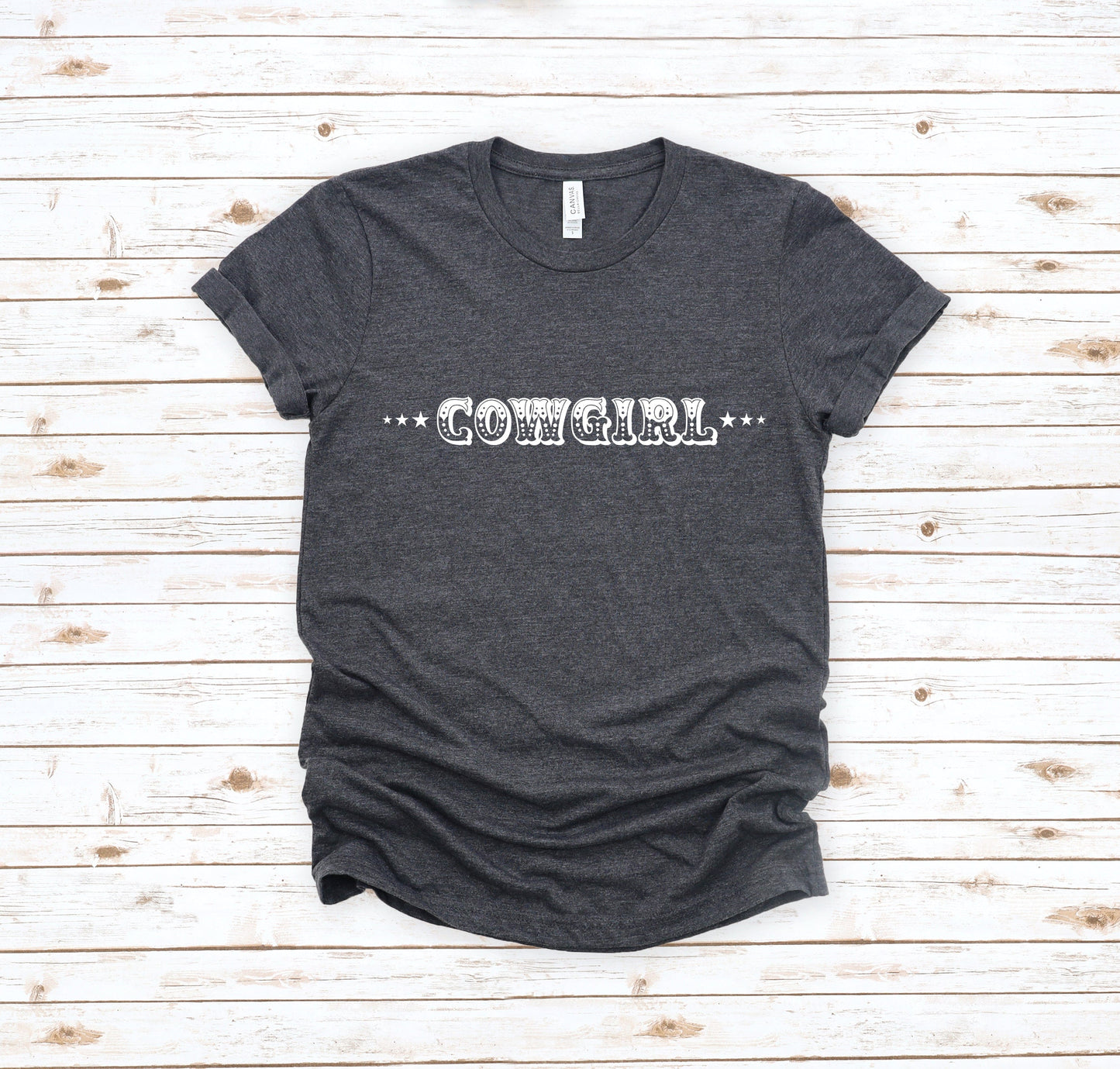 Cowgirl with Sheriff Stars Graphic Tee Shirt - Bourbon Cowgirl