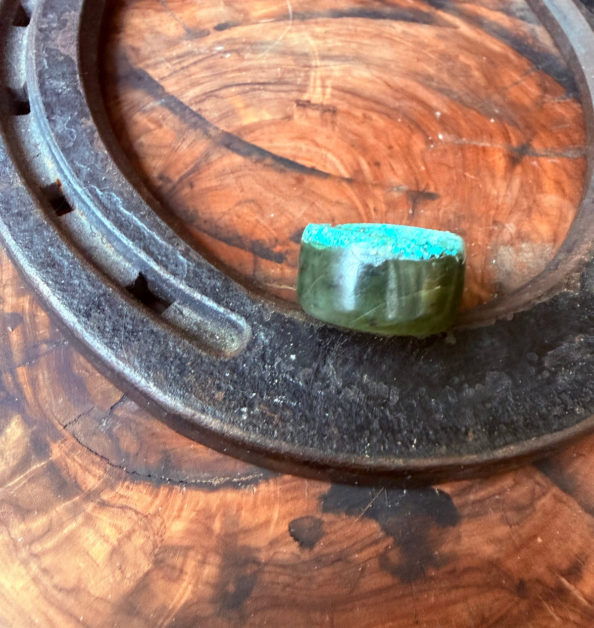 Desert Bloom | Nephrite & Arizona Gem Silica Inlay Ring | Size 7