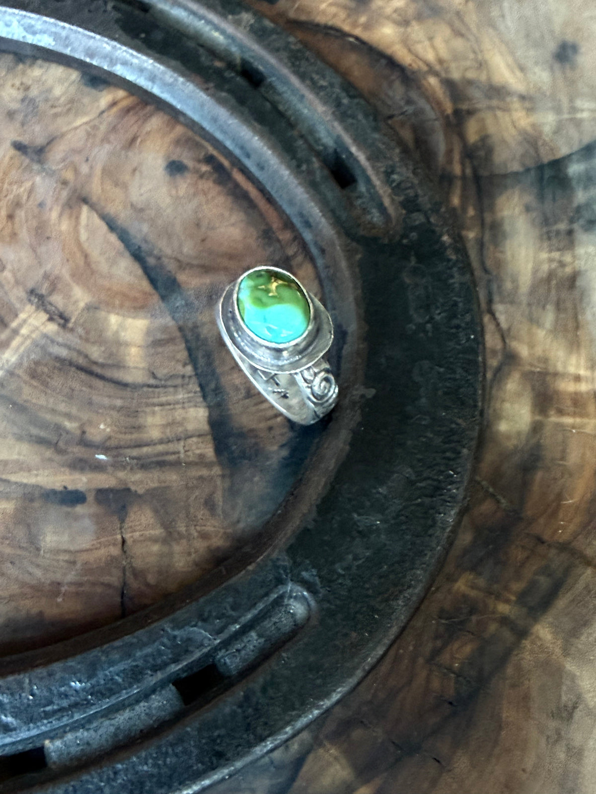 Sonoran Turquoise Patterned Silver Ring by Bootleg Silver Co – view 9