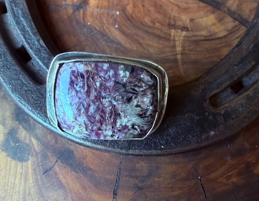 Charoite Hat & Lapel Pin by Bootleg Silver Co, handmade in Arizona