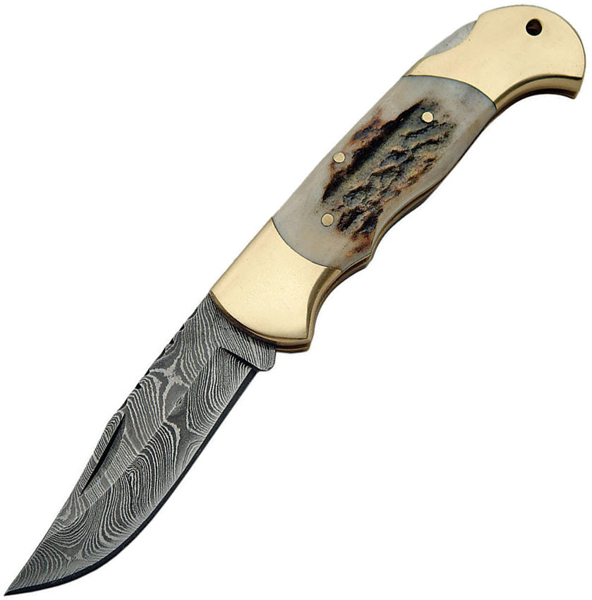 Damascus Lockback Pocket Knife