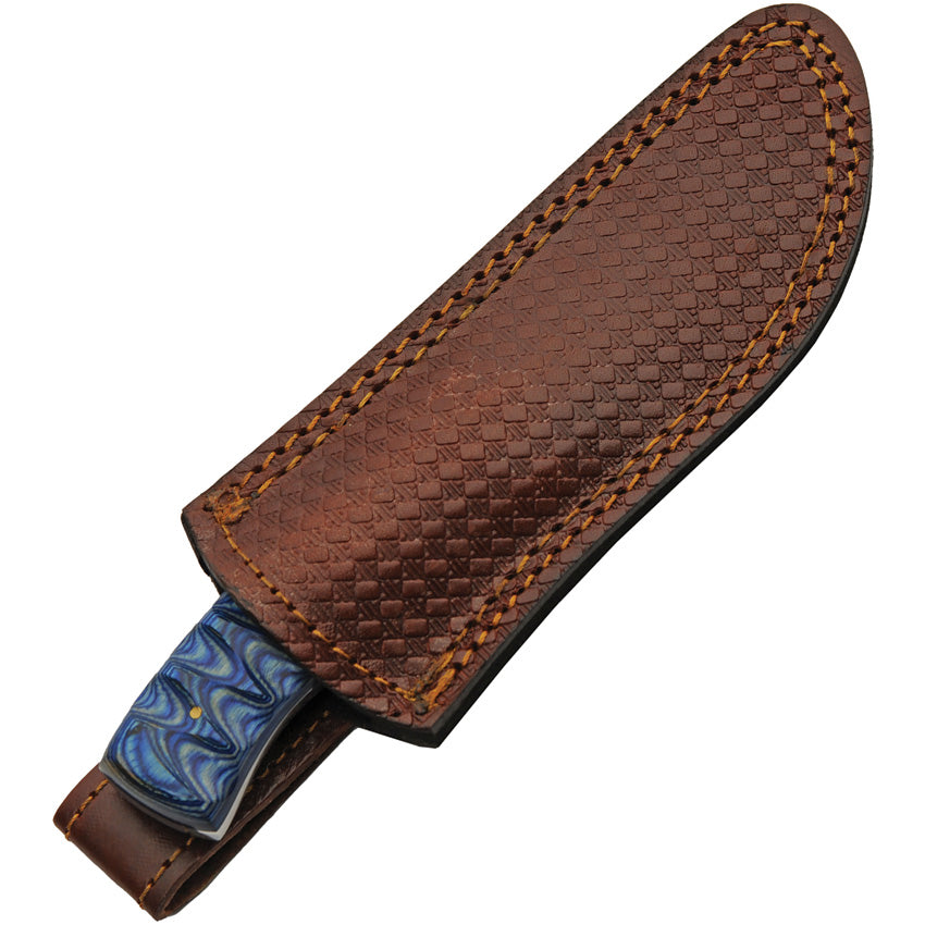 Damascus Blue Lake Ripple Hunter Fixed Blade Knife view 3