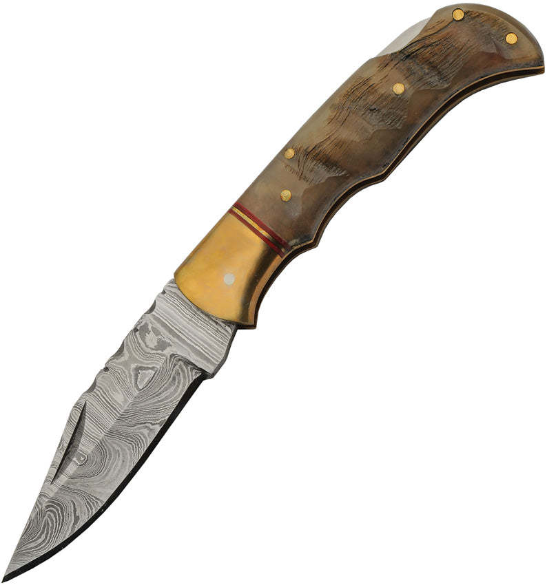 Damascus Ram Lockback Pocket Knife