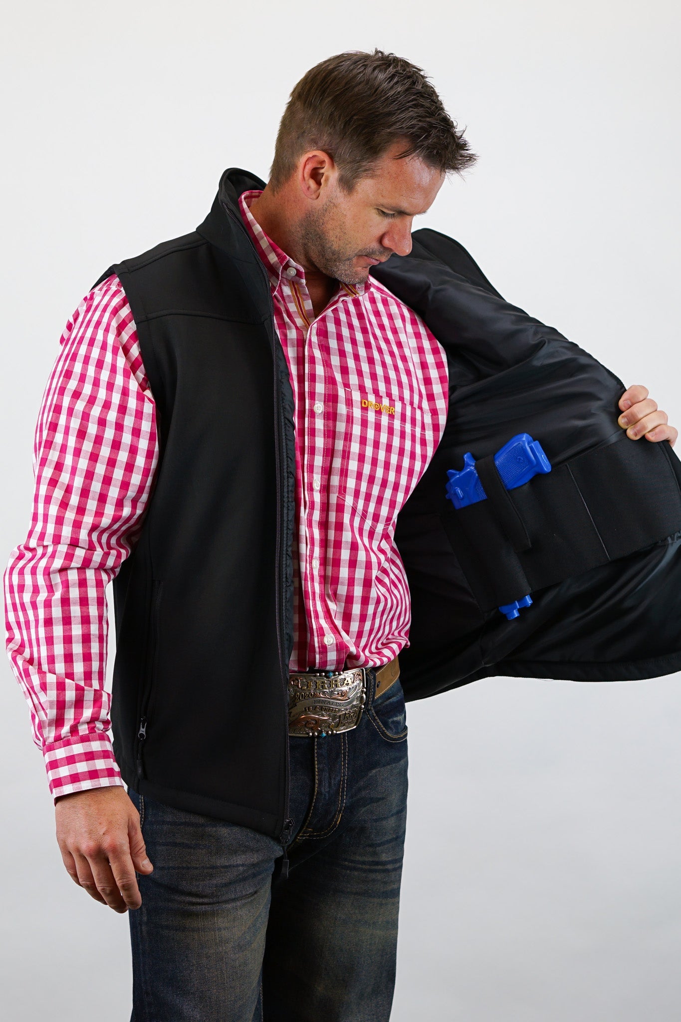 Drover Concealed Carry Softshell Vest - With Concealed Carry Holster -Black