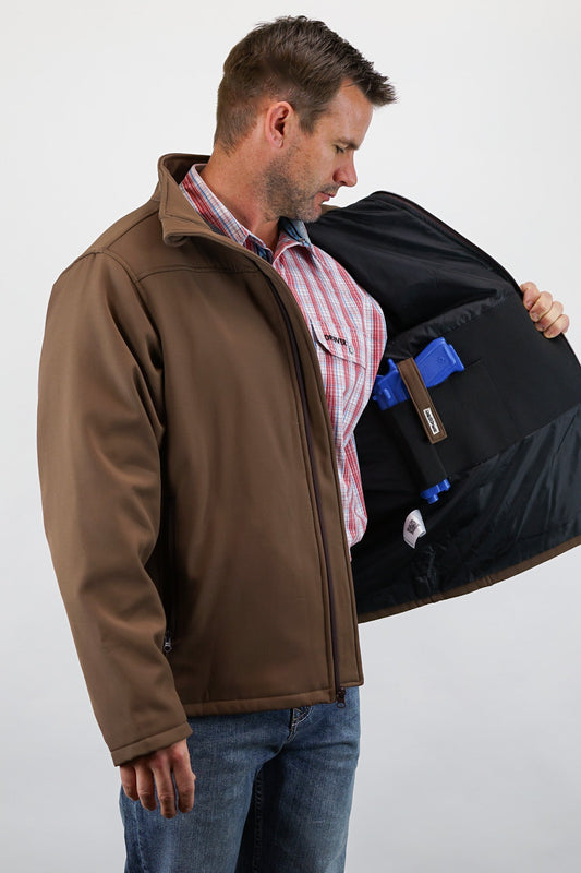 Drover Softshell Jacket, With Concealed Carry Holster - Brown