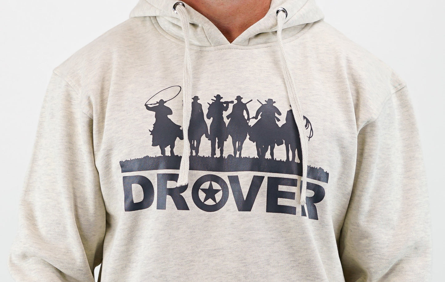 Drover Hoodie - Riding Cowboys Print, Oatmeal Color