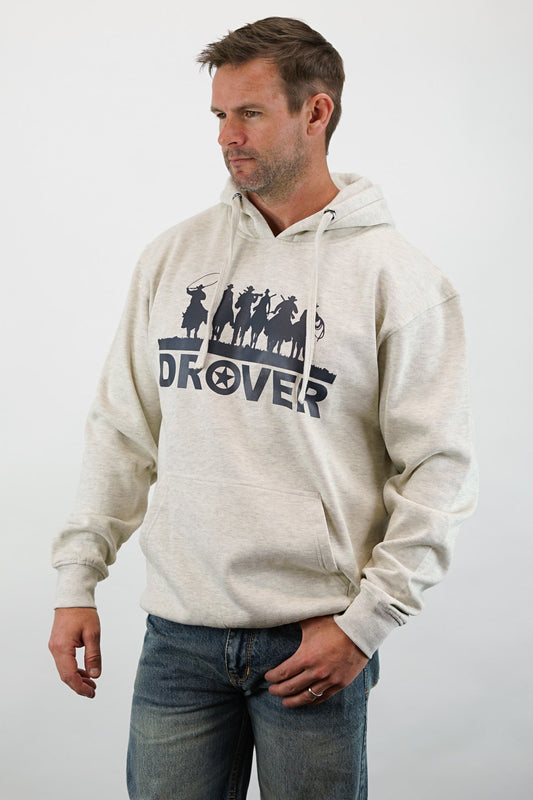 Drover Hoodie - Riding Cowboys Print, Oatmeal Color