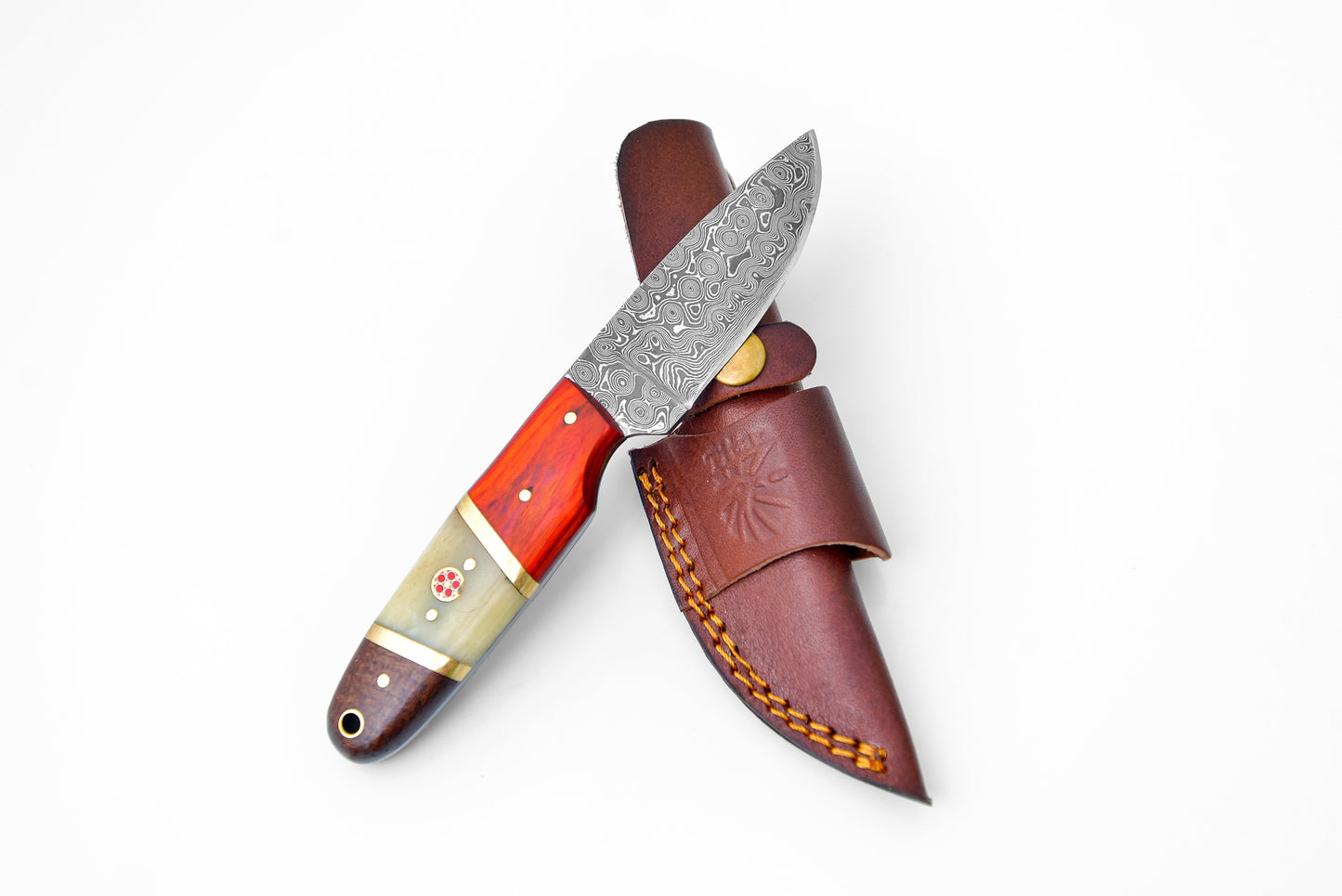 7.4" Damascus Steel with Bone, Micarta & Wood
