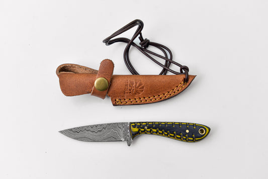 Neck Style Carved Diamond Damascus Knife by Titan TD-208