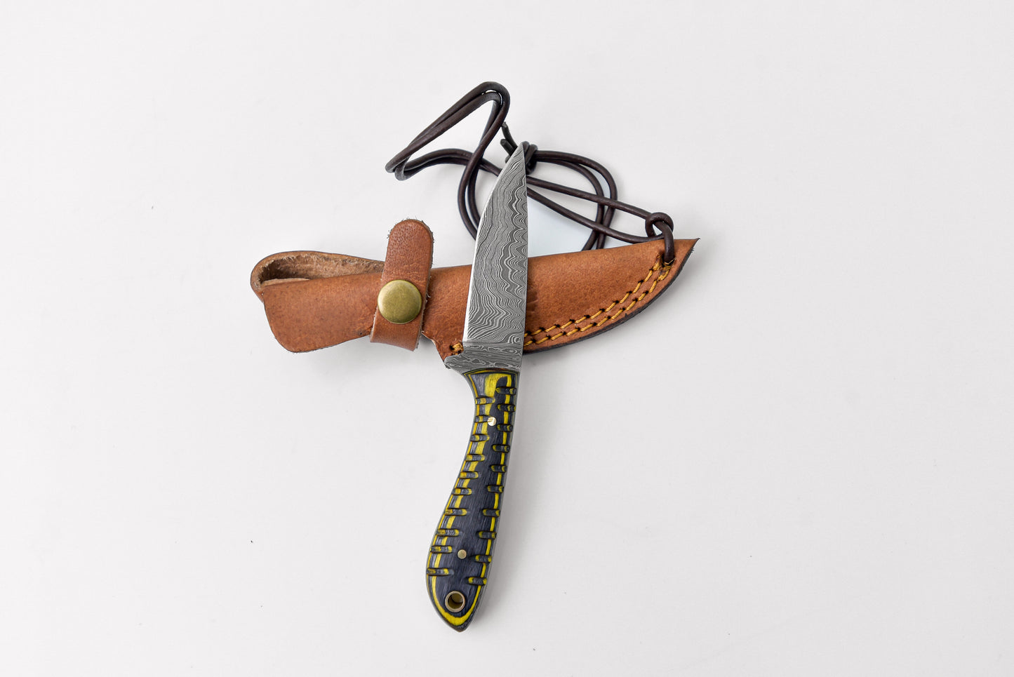 Neck Style Carved Diamond Damascus Knife by Titan TD-208