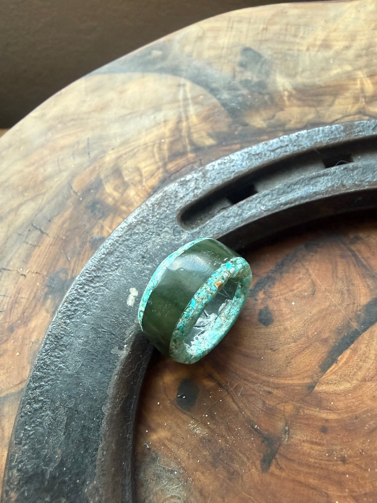 Desert Bloom | Nephrite & Arizona Gem Silica Ring or Scarf Slide | Size 5
