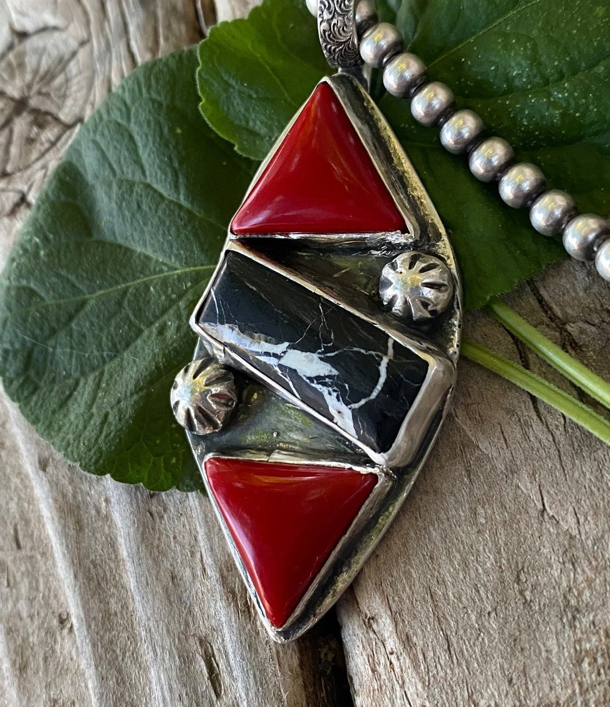 White Buffalo & Rosarita Statement Pendant by Bootleg Silver Co – view 3